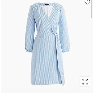 J.Crew wrap dress in striped cotton poplin